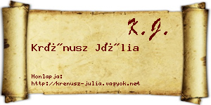 Krénusz Júlia névjegykártya